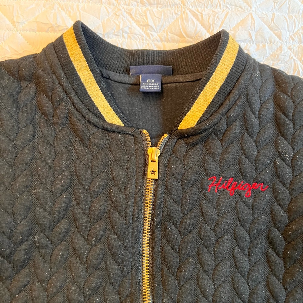 Tommy Hilfiger black jacket. Girls 6X.  Lining 40% cotton.